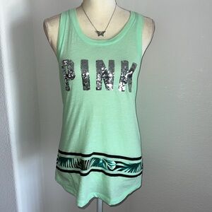 PINK Victoria's Secret Mint Green Sequin Tank Top
